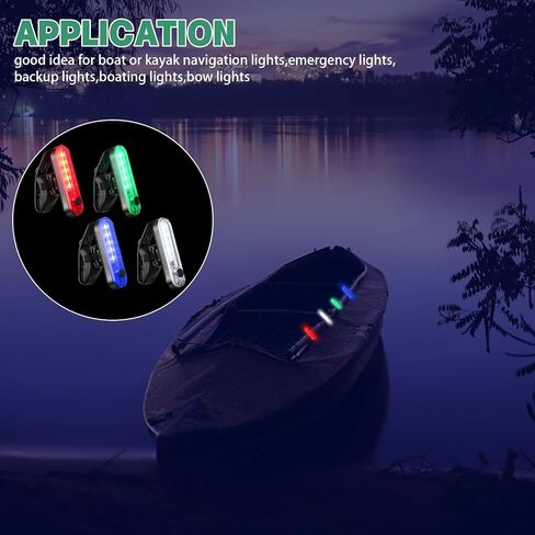 12 Pieces Kayak Lights for Night Battery Boat Navigation Lights Battery Operated Boat Lights Led Navigation Lights Boats Safety for Pontoon Boat,dinghy 4 Types Flashing Mode (Red, Green, White) in Kuwait