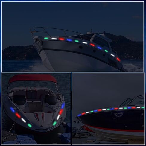 12 Pieces Kayak Lights for Night Battery Boat Navigation Lights Battery Operated Boat Lights Led Navigation Lights Boats Safety for Pontoon Boat,dinghy 4 Types Flashing Mode (Red, Green, White) in Kuwait
