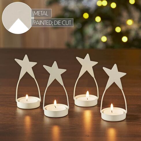 Star Tealight Holder Barn Red Set of 4 4x1.75x1.75 in Saudi Arabia