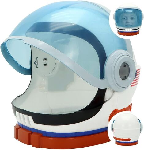 Astronaut Helmet with Movable Visor Pretend Play Toy Set for School Classroom Dress Up, Role Play Accessory, Holiday Gift Stocking, Birthday Halloween Party Favor Supplies, Girls, Boys, Kids and Toddler in Saudi Arabia