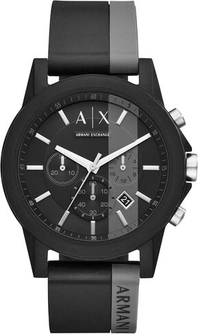 Armani Exchange Men's Stainless Steel Analog-Quartz Watch with Silicone Strap, Black, 22 (Model: AX1331) in Saudi Arabia