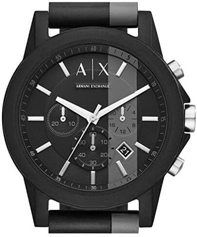 Armani Exchange Men's Stainless Steel Analog-Quartz Watch with Silicone Strap, Black, 22 (Model: AX1331) in Saudi Arabia