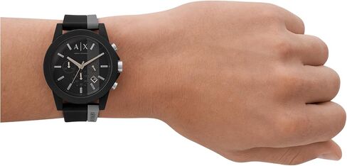 Armani Exchange Men's Stainless Steel Analog-Quartz Watch with Silicone Strap, Black, 22 (Model: AX1331) in Saudi Arabia