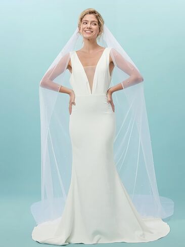 Wedding Veil 1 Tier Pearl bridal Veil With Comb veils for women wedding in Saudi Arabia