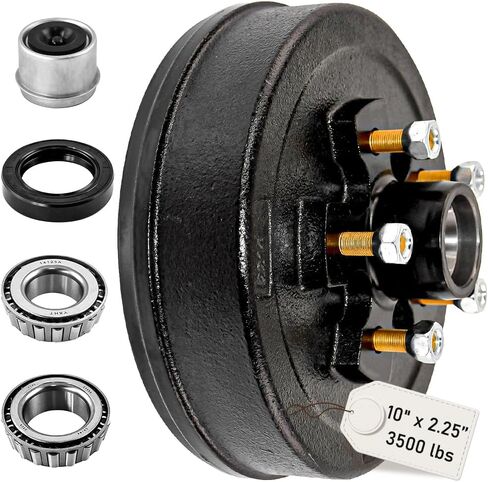 5 على 4.5 "Trailer Brake Hub Drum 10" × 2-1/4 "مع L68149/L44649 محمل و 1/2-20" NUTS مناسبة لمجموعة فرامل مقطورة 3500 رطل-22001K 008-247-05،84546 in Kuwait
