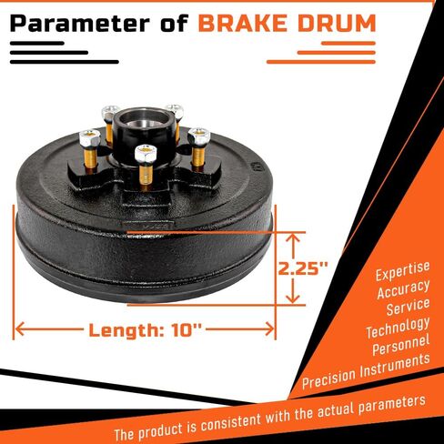 5 على 4.5 "Trailer Brake Hub Drum 10" × 2-1/4 "مع L68149/L44649 محمل و 1/2-20" NUTS مناسبة لمجموعة فرامل مقطورة 3500 رطل-22001K 008-247-05،84546 in Kuwait