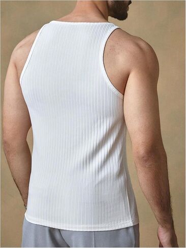 SweatyRocks Men's Ribbed Knit Tank Top Square Neck Sleeveless Muscle Tops Undershirts in Saudi Arabia