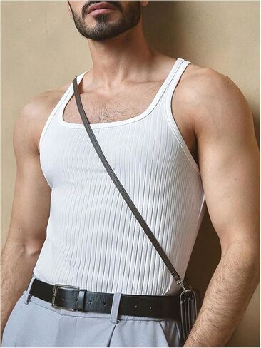 SweatyRocks Men's Ribbed Knit Tank Top Square Neck Sleeveless Muscle Tops Undershirts in Saudi Arabia