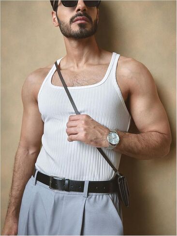 SweatyRocks Men's Ribbed Knit Tank Top Square Neck Sleeveless Muscle Tops Undershirts in Saudi Arabia