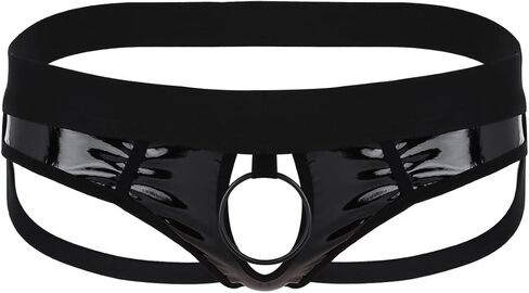 Daenrui Men's Shiny Metallic Low Rise Thongs Briefs Front Hole Jockstraps Underpants Backless G-String in Saudi Arabia