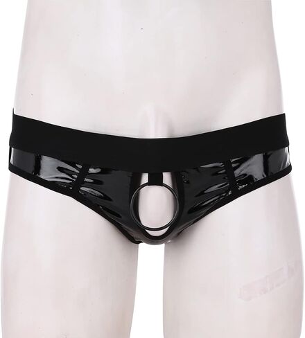 Daenrui Men's Shiny Metallic Low Rise Thongs Briefs Front Hole Jockstraps Underpants Backless G-String in Saudi Arabia