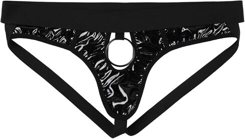Daenrui Men's Shiny Metallic Low Rise Thongs Briefs Front Hole Jockstraps Underpants Backless G-String in Saudi Arabia