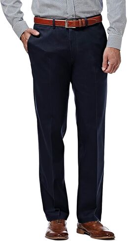 Haggar Men's Premium No-Iron Expandable-Waist Plain-Front Pant Dark Grey,46x29 in Saudi Arabia