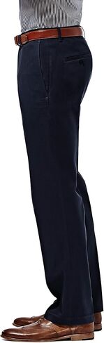 Haggar Men's Premium No-Iron Expandable-Waist Plain-Front Pant Dark Grey,46x29 in Saudi Arabia