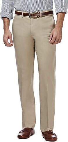 Haggar Men's Premium No-Iron Expandable-Waist Plain-Front Pant Dark Grey,46x29 in Saudi Arabia