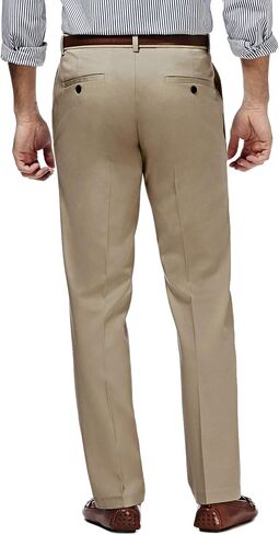 Haggar Men's Premium No-Iron Expandable-Waist Plain-Front Pant Dark Grey,46x29 in Saudi Arabia