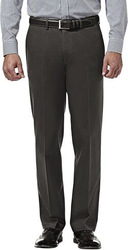 Haggar Men's Premium No-Iron Expandable-Waist Plain-Front Pant Dark Grey,46x29 in Saudi Arabia