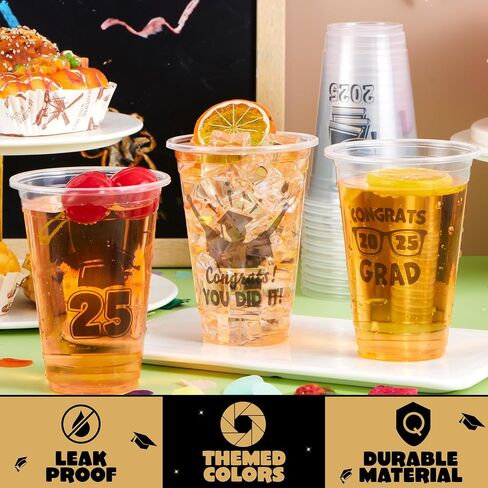 JOYIN 2023 24 Pcs Graduation Party Plastic Cups, Class of 2023 Graduation Party Decorations, Disposable Tableware Set for Graduation Party Supplies, Graduation School Party, Party Favors in Saudi Arabia