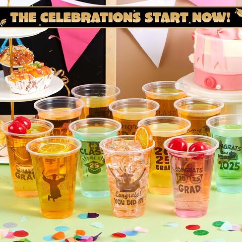 JOYIN 2023 24 Pcs Graduation Party Plastic Cups, Class of 2023 Graduation Party Decorations, Disposable Tableware Set for Graduation Party Supplies, Graduation School Party, Party Favors in Saudi Arabia