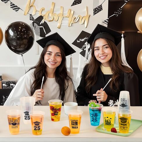 JOYIN 2023 24 Pcs Graduation Party Plastic Cups, Class of 2023 Graduation Party Decorations, Disposable Tableware Set for Graduation Party Supplies, Graduation School Party, Party Favors in Saudi Arabia