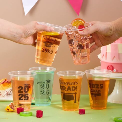 JOYIN 2023 24 Pcs Graduation Party Plastic Cups, Class of 2023 Graduation Party Decorations, Disposable Tableware Set for Graduation Party Supplies, Graduation School Party, Party Favors in Saudi Arabia