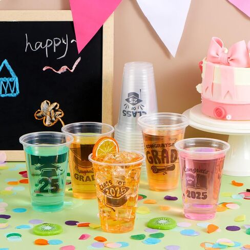 JOYIN 2023 24 Pcs Graduation Party Plastic Cups, Class of 2023 Graduation Party Decorations, Disposable Tableware Set for Graduation Party Supplies, Graduation School Party, Party Favors in Saudi Arabia