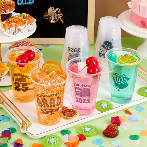 JOYIN 2023 24 Pcs Graduation Party Plastic Cups, Class of 2023 Graduation Party Decorations, Disposable Tableware Set for Graduation Party Supplies, Graduation School Party, Party Favors in Saudi Arabia