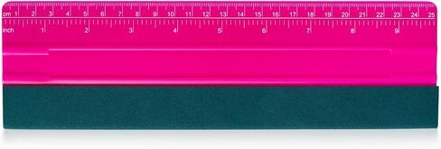 FOSHIO Professional Squeegee for Vinyl, Decals, Sticker Paper, Wallpaper, Window Film, Craft, Suede Felt Squeegee Smoothing Tool with Ruler, Pink (10 inches) in Kuwait