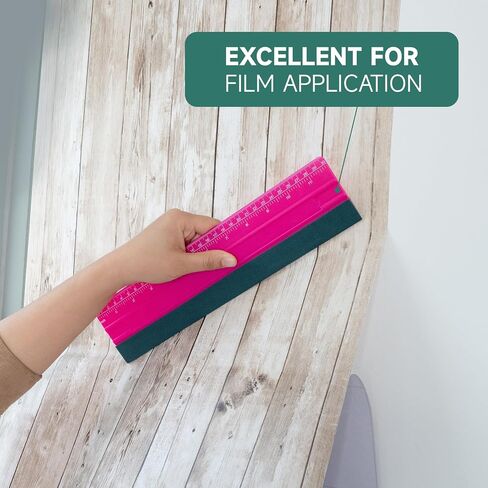 FOSHIO Professional Squeegee for Vinyl, Decals, Sticker Paper, Wallpaper, Window Film, Craft, Suede Felt Squeegee Smoothing Tool with Ruler, Pink (10 inches) in Kuwait