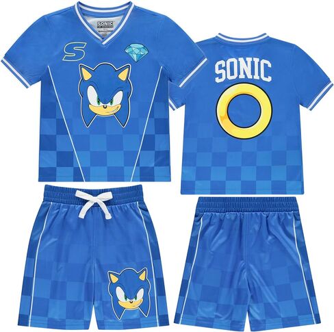 SEGA Boys Sonic the Hedgehog Boys Soccer Mesh Jersey Tee & Short 2pc Set - Boy 4-20 in Saudi Arabia