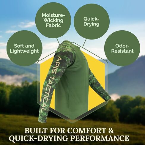 APIS Tacical - طبقة قاعدة طوال الموسم - القمور السفلية للرجال لتربية النحل والهواء الطلق - قميص طويل الأكمام الطويل الرطوبة in Kuwait