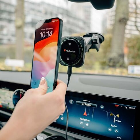 Verbatim Charge 'n’ Drive Qi2 Magnetic Wireless Car Charger – RGB Lighting in Saudi Arabia