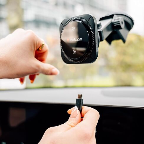 Verbatim Charge 'n’ Drive Qi2 Magnetic Wireless Car Charger – RGB Lighting in Saudi Arabia