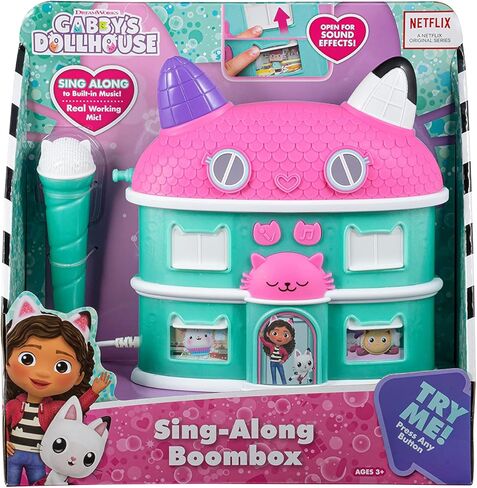 DreamWorks Gabby's Dollhouse Sing Along Boom Box Speaker with Microphone, Kids Karaoke Machine with Built in Song and Sound Effects in Kuwait