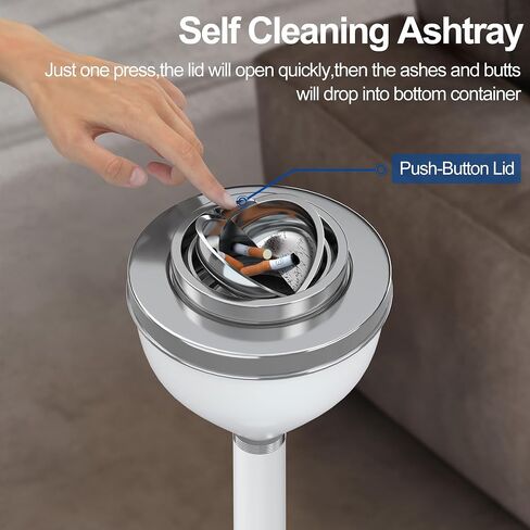 RELIANCER Floor Standing Ashtray w/Lid,Adjustable 16" - 31.5" Cigarette Ash Tray,Outdoor Stainless Steel Cigar Container Ash Holder w/Weighted Base,Cigarette Butt Receptacle Disposal for Home Garden in Saudi Arabia