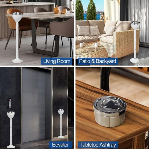 RELIANCER Floor Standing Ashtray w/Lid,Adjustable 16" - 31.5" Cigarette Ash Tray,Outdoor Stainless Steel Cigar Container Ash Holder w/Weighted Base,Cigarette Butt Receptacle Disposal for Home Garden in Saudi Arabia