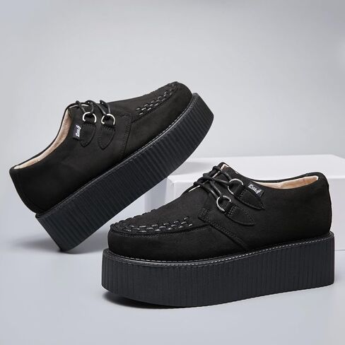RoseG Women's Handmade Suede Lace Up Flat Platform Creepers Shoe in Saudi Arabia