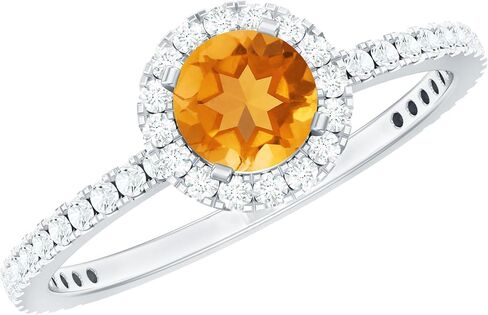 Natural Citrine Engagement Ring, Citrine Engagement Ring with Moissanite Halo, Yellow Citrine Engagement Ring, November Birthstone Ring, 14K Solid Gold in Kuwait