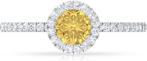 Natural Citrine Engagement Ring, Citrine Engagement Ring with Moissanite Halo, Yellow Citrine Engagement Ring, November Birthstone Ring, 14K Solid Gold in Kuwait