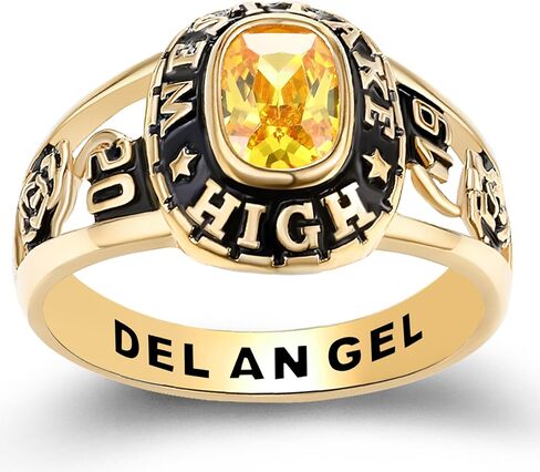 Ccjcinata Customized Sterling Silver high school ladies class rings for girls Collection Fully Personalized for women personalized Christmas Gifts Christmas present for daughter in Kuwait