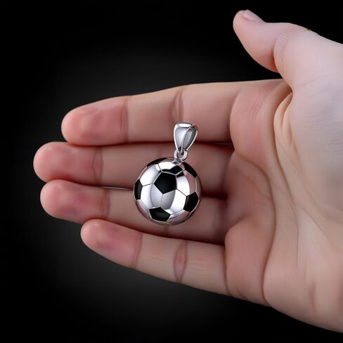 US Jewels Men's 925 Sterling Silver 18.5mm 3D Large Soccer Ball Football Pendant Necklace, 22in to 26in in Saudi Arabia