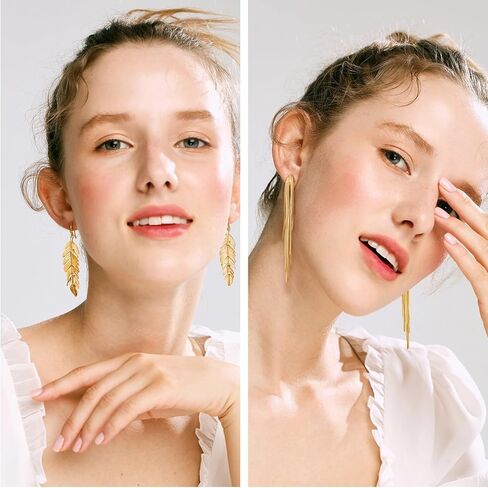 Fashion Earrings for Women Girls, Funtopia 68 Pairs Drop Dangle Earrings, Statement Stud Earrings Pearl Earrings Set for Party Jewelry Gift (Gold and Silver) in Kuwait