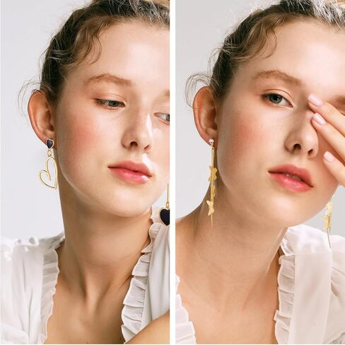 Fashion Earrings for Women Girls, Funtopia 68 Pairs Drop Dangle Earrings, Statement Stud Earrings Pearl Earrings Set for Party Jewelry Gift (Gold and Silver) in Kuwait