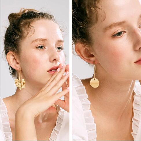 Fashion Earrings for Women Girls, Funtopia 68 Pairs Drop Dangle Earrings, Statement Stud Earrings Pearl Earrings Set for Party Jewelry Gift (Gold and Silver) in Kuwait