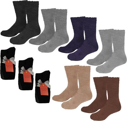 Gilbin Mens Winter Cozy Thick Warm Fuzzy Plush Anti-Slip Grip Hospital Floor Socks 6-Pack in Saudi Arabia