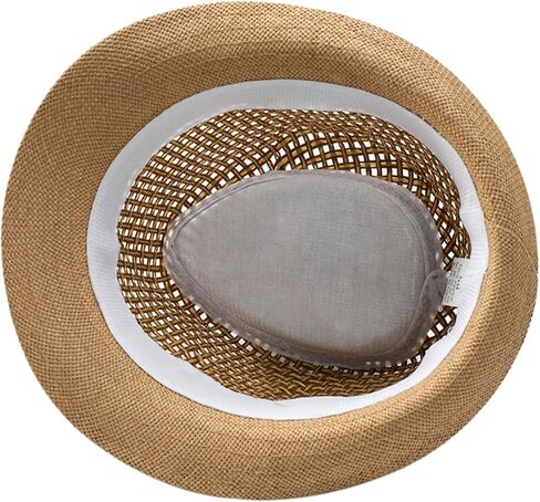 OhMill Mens Straw Fedora Hats Women Mens Trilby Hat Summer Beach Cap Panama Fedora Hats Men Derby Hat,Mesh,56-58cm in Saudi Arabia