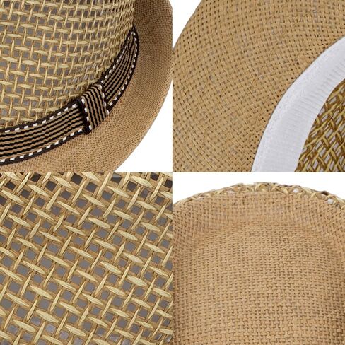 OhMill Mens Straw Fedora Hats Women Mens Trilby Hat Summer Beach Cap Panama Fedora Hats Men Derby Hat,Mesh,56-58cm in Saudi Arabia
