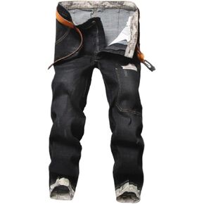 Men's Vintage Ripped Hip Hop Jeans Distressed Side Pocket Stretch Denim Pants Patches Slim Fit Harem Jean Trousers in Kuwait