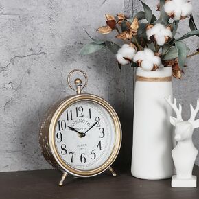 Desk Clock - 9 inch Super Silent Non Ticking Small Clock, Battery Operated, Simply Design, for Living Room, Bedroom, Bedside, Desk, Gift Clock (Athenian Style)