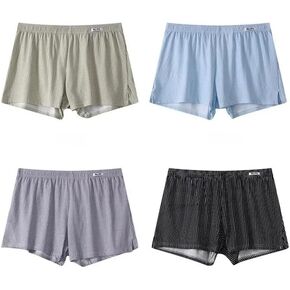 Men's Striped Cotton Boxer Shorts, Breathable Underwear, 4-Pack, Multi-Color（XL-4XL）